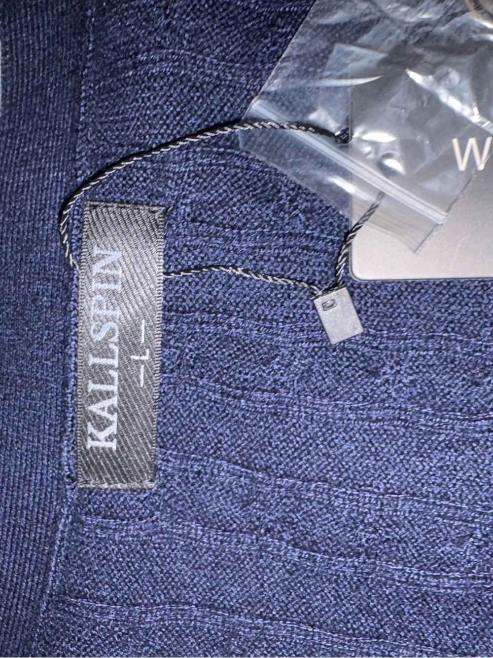 NWT Kallspin Wool Blend Cable Knit Cardigan Large Navy